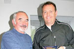 Phil Smith of Town Centre Citroen presenting winner of longest drive on 18th - Gordon Armstrong